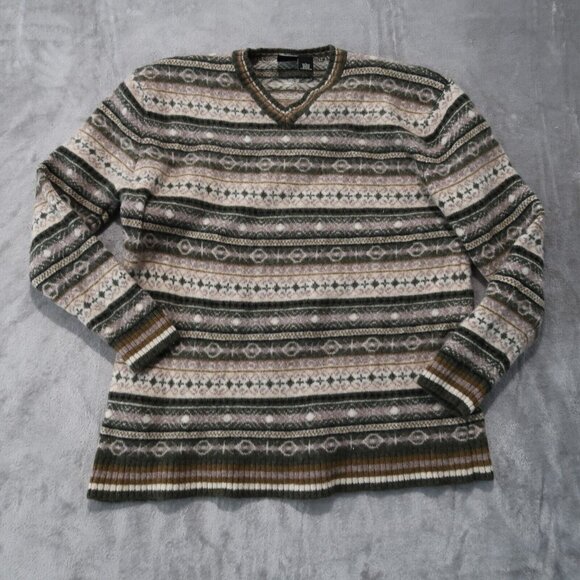 Maurices Other - Vintage Maurices Sweater Mens XL Wool Knit Fair Isle V Neck Pullover Cardigan